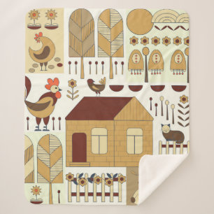 Natuur patroon, katoenkern, tuinieren. Omheining,  Sherpa Deken