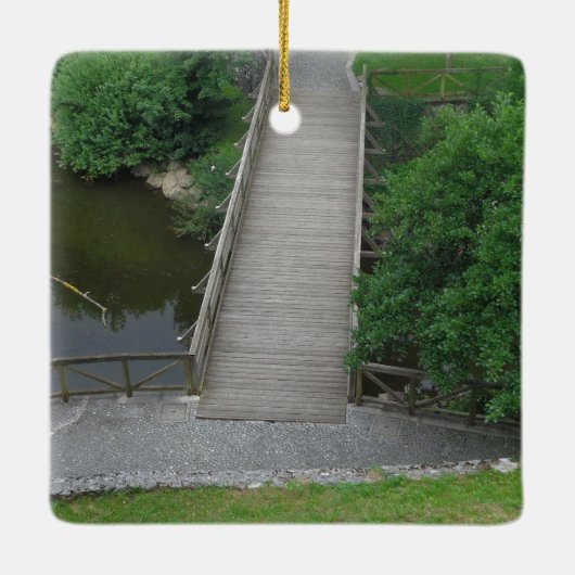 Natuur Photography Park Bridge Trees Green Keramisch Ornament (Achterkant)