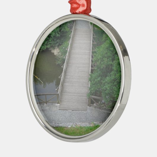 Natuur Photography Park Bridge Trees Green Metalen Ornament (Links)