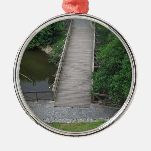 Natuur Photography Park Bridge Trees Green Metalen Ornament (Voorkant)