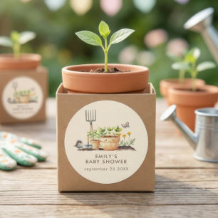 Natuur Planten Kleine Spruit Baby Shower Ronde Sticker