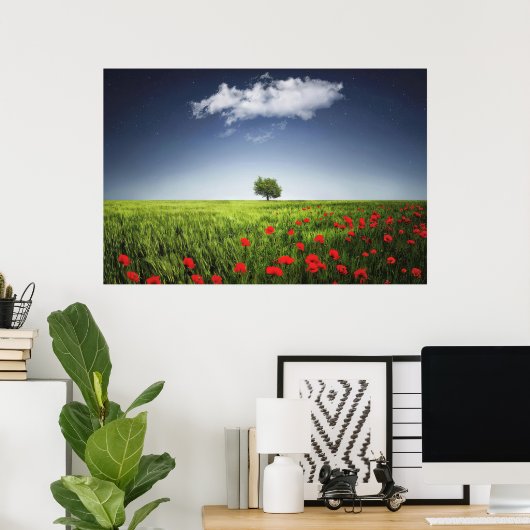 Natuur Poppies veld Poster (Thuiskantoor)