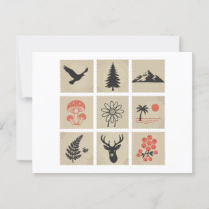 Natuur postzegelcollage briefkaart