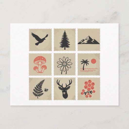Natuur postzegelcollage briefkaart (Voorkant)