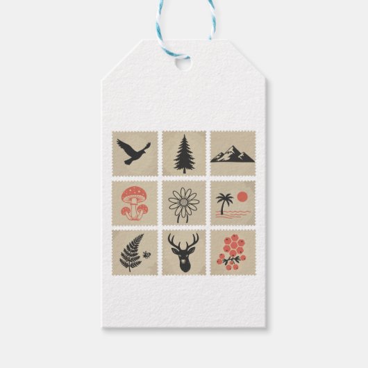Natuur postzegelcollage cadeaulabel (Voorkant)
