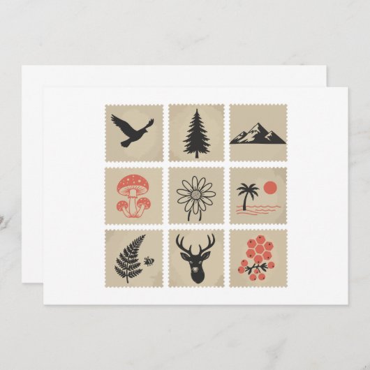 Natuur postzegelcollage kaart (Voorkant / Achterkant)