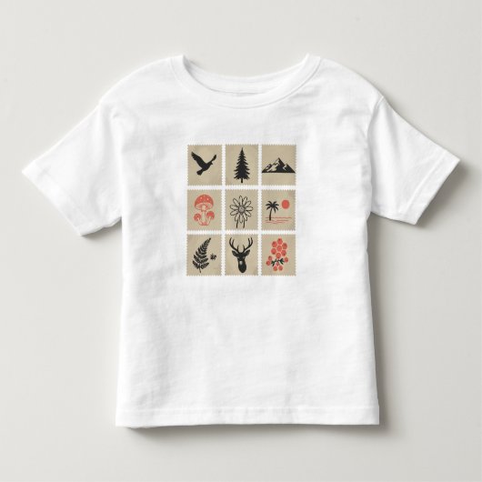 Natuur postzegelcollage kinder shirts (Voorkant)