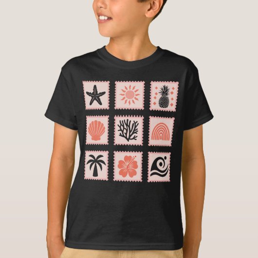 Natuur postzegelcollage t-shirt (Voorkant)
