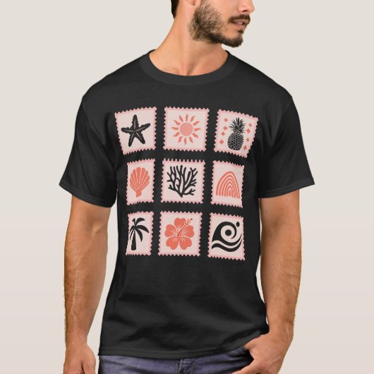 Natuur postzegelcollage t-shirt (Voorkant)