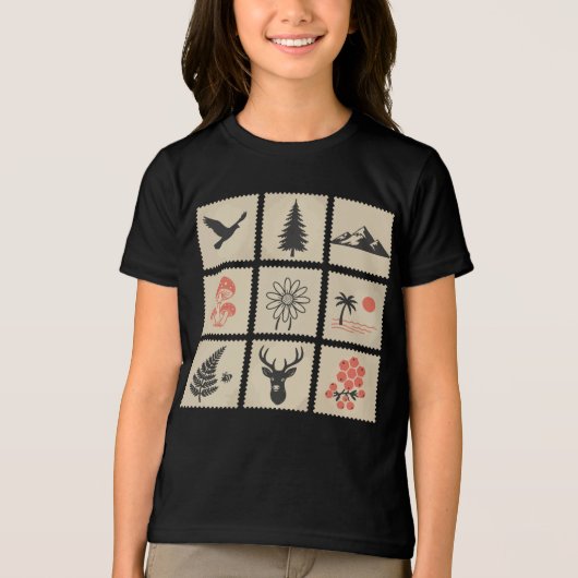 Natuur postzegelcollage Tri-Blend shirt (Voorkant)