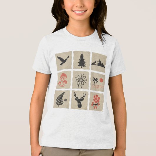 Natuur postzegelcollage Tri-Blend shirt (Voorkant)