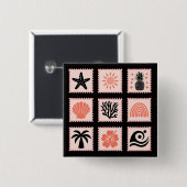 Natuur postzegelcollage vierkante button 5,1 cm (Voorkant /achterkant)