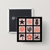 Natuur postzegelcollage vierkante button 5,1 cm (Voorkant /achterkant)