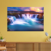Natuur prachtige waterval IJsland Canvas Afdruk (Insitu (Woonkamer))