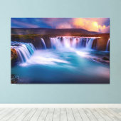 Natuur prachtige waterval IJsland Canvas Afdruk (Insitu (Houten vloer))