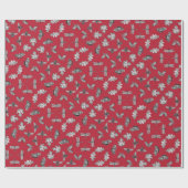Natuur print rood en zilver inpakpapier (Vlak)