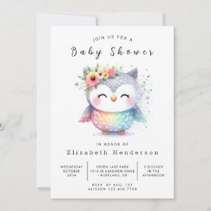 Natuur Printable Owl Baby shower Kaart