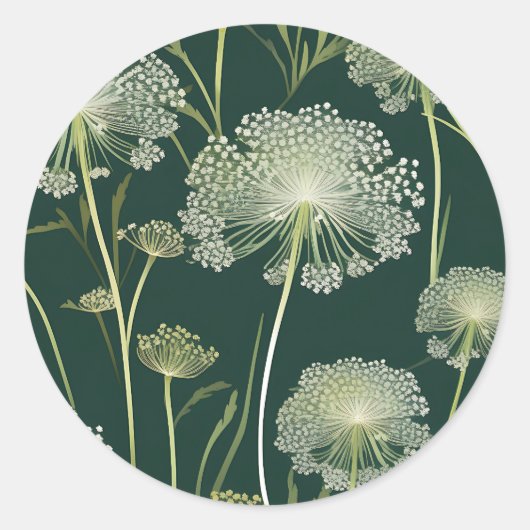 Natuur Queen Anne's Lace Pattern Ronde Sticker (Voorkant)