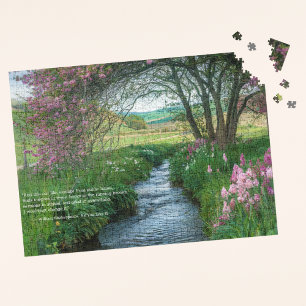 Natuur Quote Elegante Bloemen en Stroom Legpuzzel