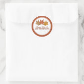 Natuur Red Autumn Maple Leaf Rustic Harvest Ronde Sticker (Tas)