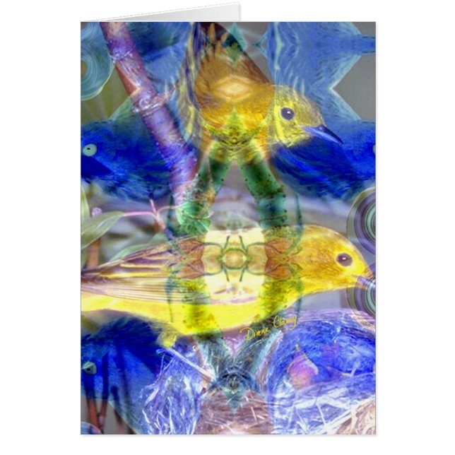 Natuur reflecteert I - Goud en blauwe vogels (Voorkant)