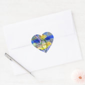 Natuur reflecteert I - Goud en blauwe vogels Hart Sticker (Envelop)