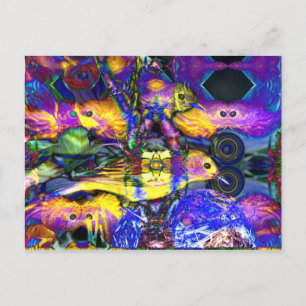 Natuur Reflecties II - Violet & Gold Birds Briefkaart