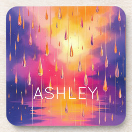 Natuur Regendruppels Waterverf Kleurrijk Bier Onderzetter