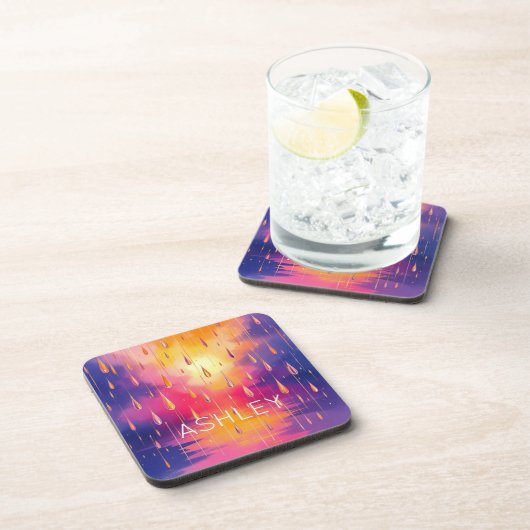 Natuur Regendruppels Waterverf Kleurrijk Bier Onderzetter (Rechterzijde)