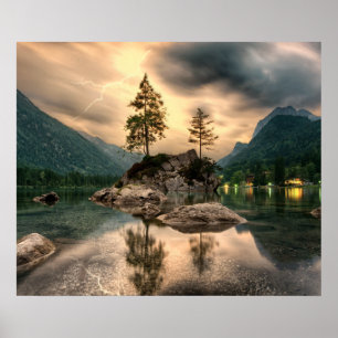 Natuur reizen - Landschap in het gebergte Poster