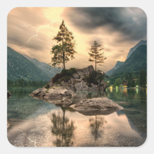 Natuur reizen - Landschap in het gebergte Vierkante Sticker