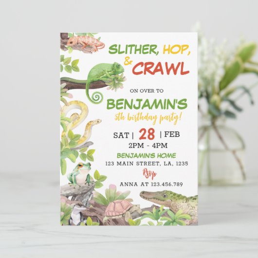 Natuur Reptiel Verjaardagsuitnodiging Kaart (Staand voorkant)