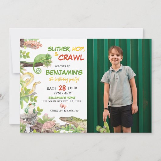 Natuur Reptielen Verjaardagsfeestuitnodiging Kaart (Voorkant)