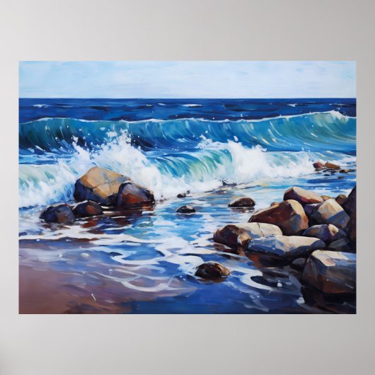 Natuur Rhythm Waves botsen zachtjes met een Shorel Poster (Voorkant)