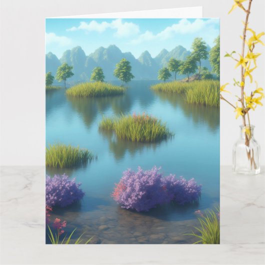 Natuur River landschapskunst Kaart (Gele Bloem)