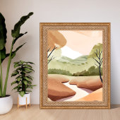 Natuur rivier | Natuurlijk aquarel landschap Poster