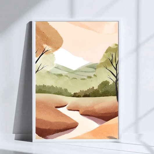 Natuur rivier | Natuurlijk aquarel landschap Poster