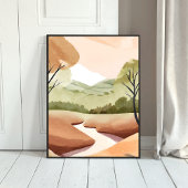 Natuur rivier | Natuurlijk aquarel landschap Poster