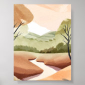 Natuur rivier | Natuurlijk aquarel landschap Poster (Voorkant)