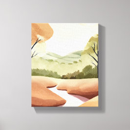 Natuur rivier | Natuurlijk aquarellandschap Canvas Afdruk