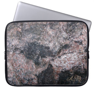 Natuur Rock Texture Pinkish met Initialen Laptop Sleeve