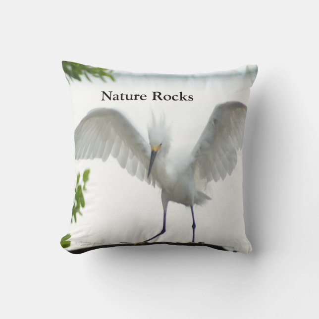 Natuur Rocks Egret Kussen (Voorkant)