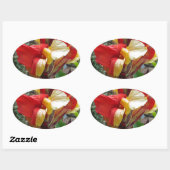 Natuur Rode Bloem Fotografie Ovale Sticker (Vel)