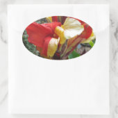 Natuur Rode Bloem Fotografie Ovale Sticker (Tas)