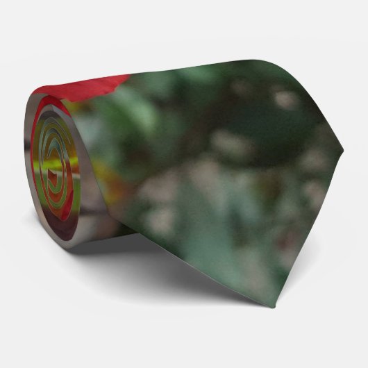 Natuur Rode Bloem Fotografie Stropdas (Opgerold)