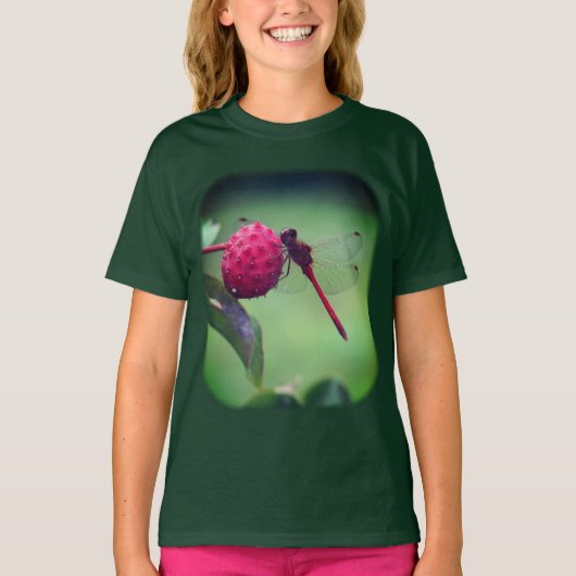Natuur rode dragonfly Dogwood Fruit T-shirt (Voorkant)