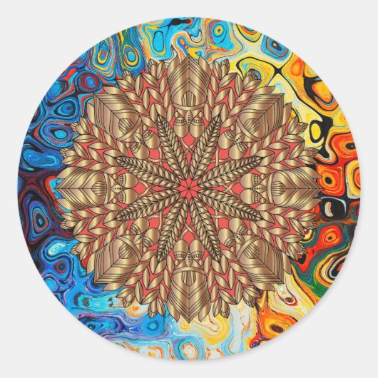 Natuur Rode Herfst Ronde Sticker (Voorkant)