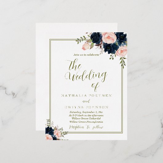 Natuur Roos Weddenschap Folie Feestdagen Briefkaart (Voorkant / Achterkant)