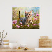 *~* Natuur Roze Bloemen Kat 5:4 Kitten Cat AP68 Poster (Keuken)
