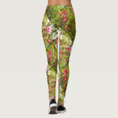 Natuur roze bloemetjes met groene blaadjes achterg leggings (Achterkant)